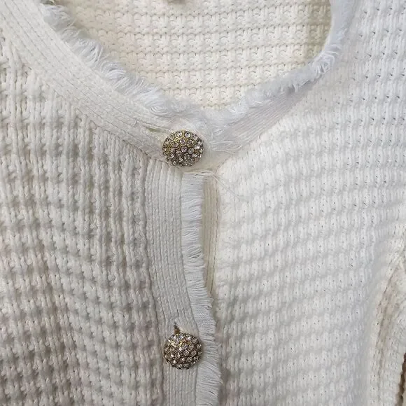 Express Cream Sweater With Gold Buttons, Sz Medium, Excellent Condition - Picture 4 of 5